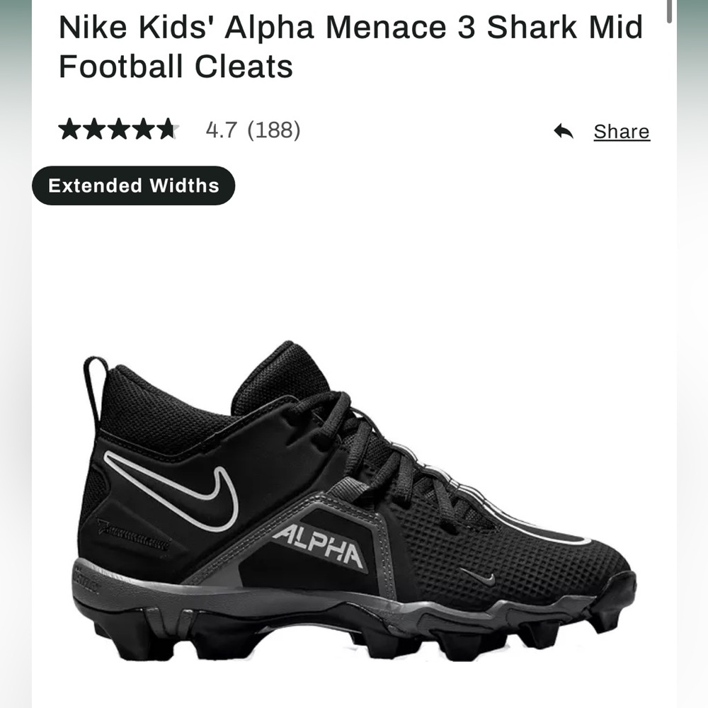 Nike Alpha Menace 3 Shark football cleats Sz 3.5W